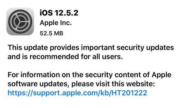 湖北苹果手机维修分享iOS12.5.2发布，建议所有老苹果用户安装 